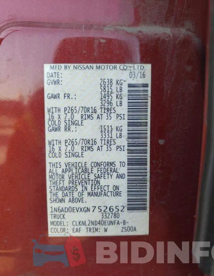 1N6AD0EVXGN752652 Photo# 12