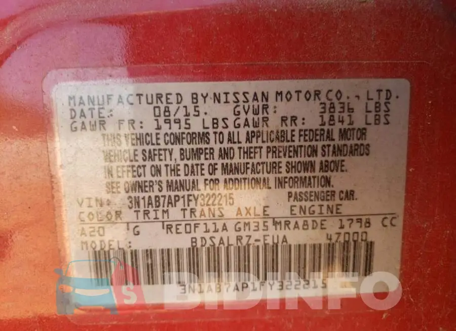 3N1AB7AP1FY322215 Photo# 12