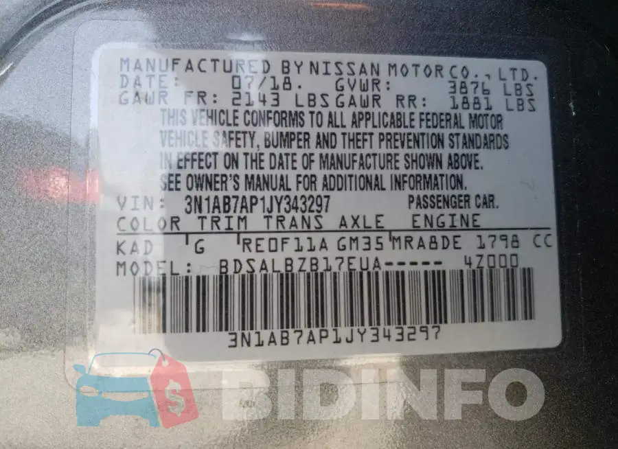 3N1AB7AP1JY343297 Photo# 12