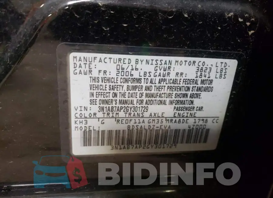3N1AB7AP2GY301729 Photo# 13