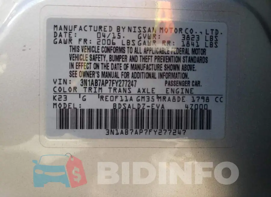 3N1AB7AP7FY277247 Photo# 13
