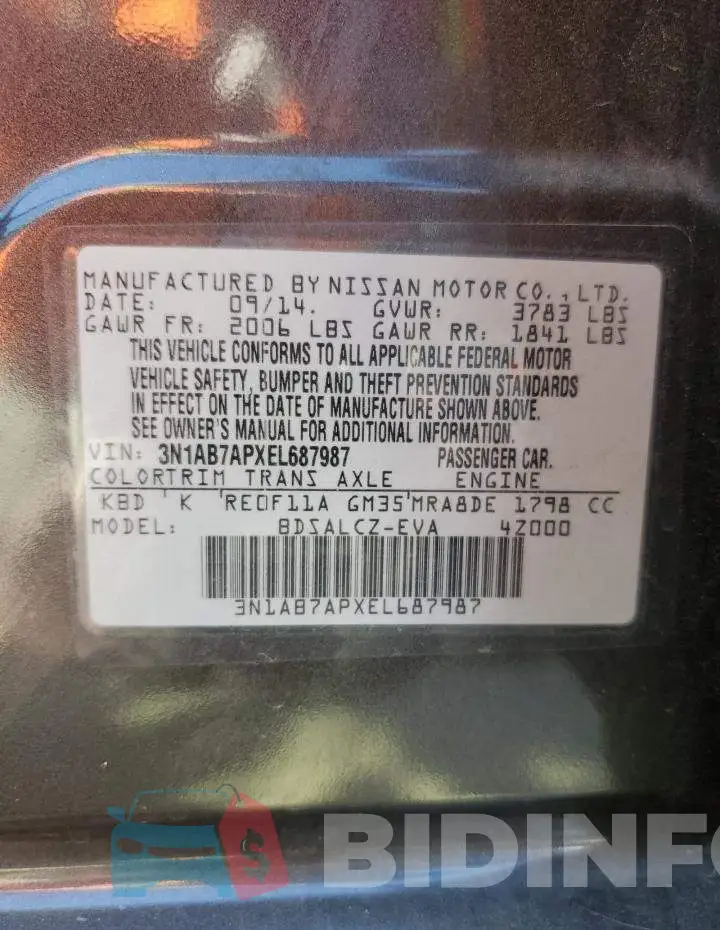 3N1AB7APXEL687987 Photo# 12