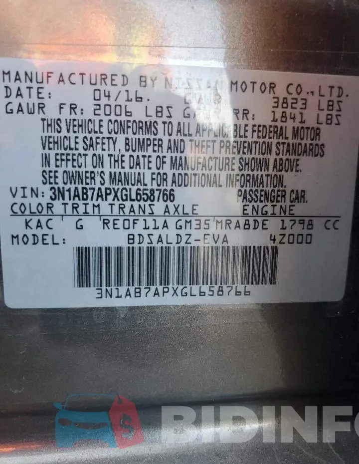 3N1AB7APXGL658766 Photo# 13