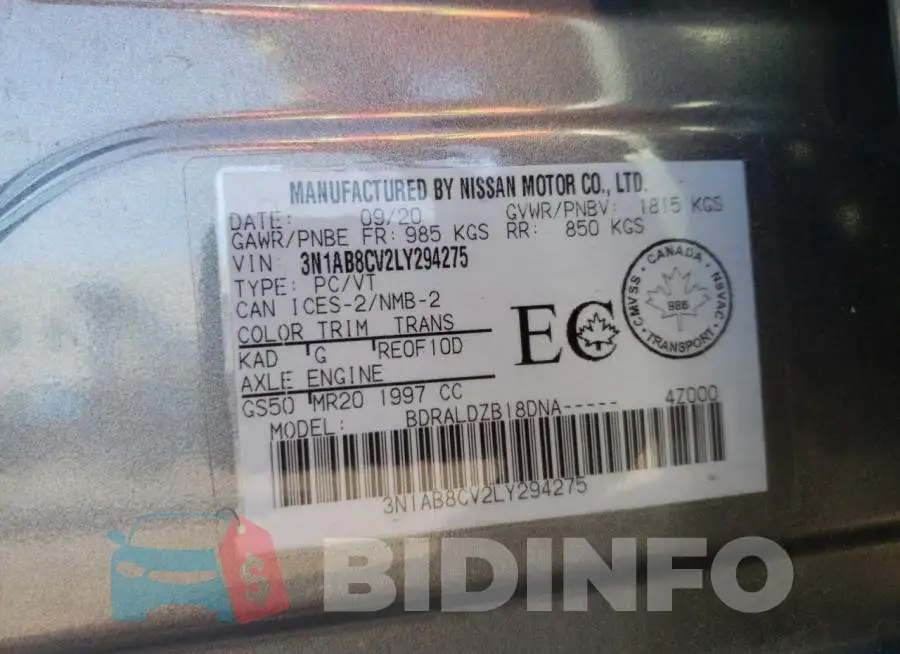 3N1AB8CV2LY294275 Photo# 12