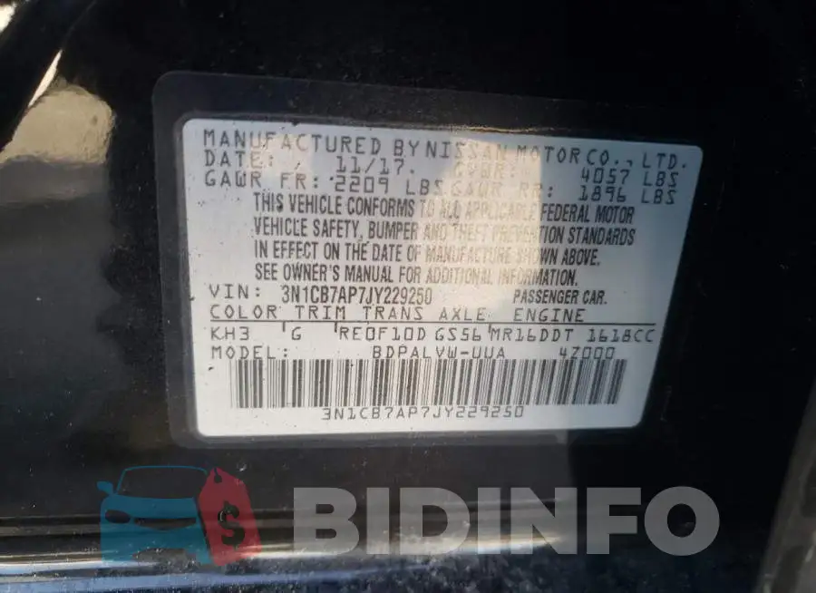 3N1CB7AP7JY229250 Photo# 12