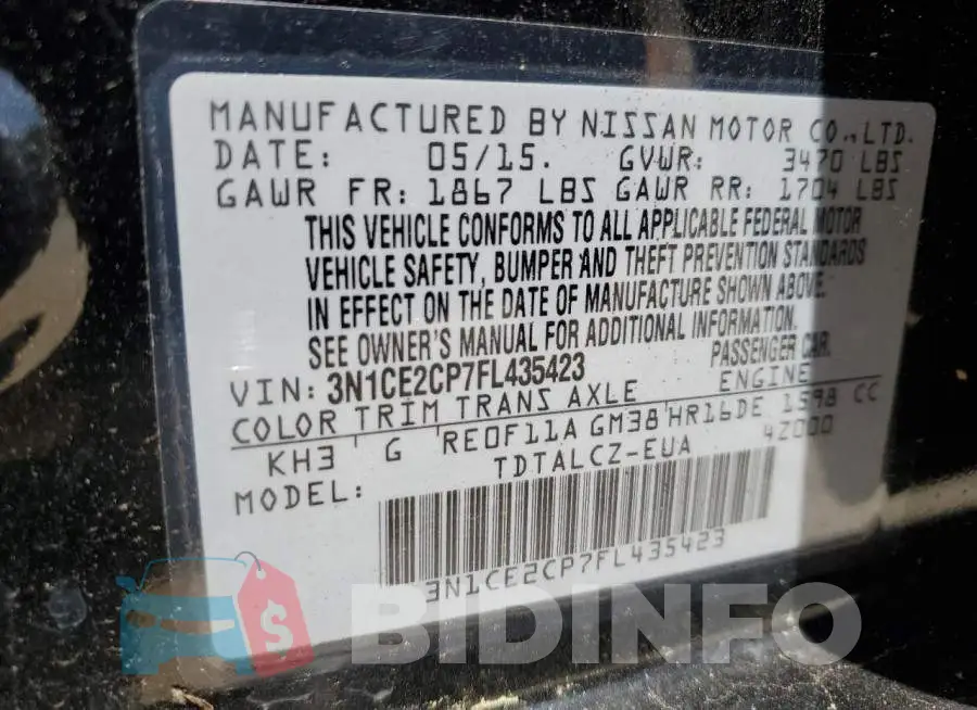 3N1CE2CP7FL435423 Photo# 12