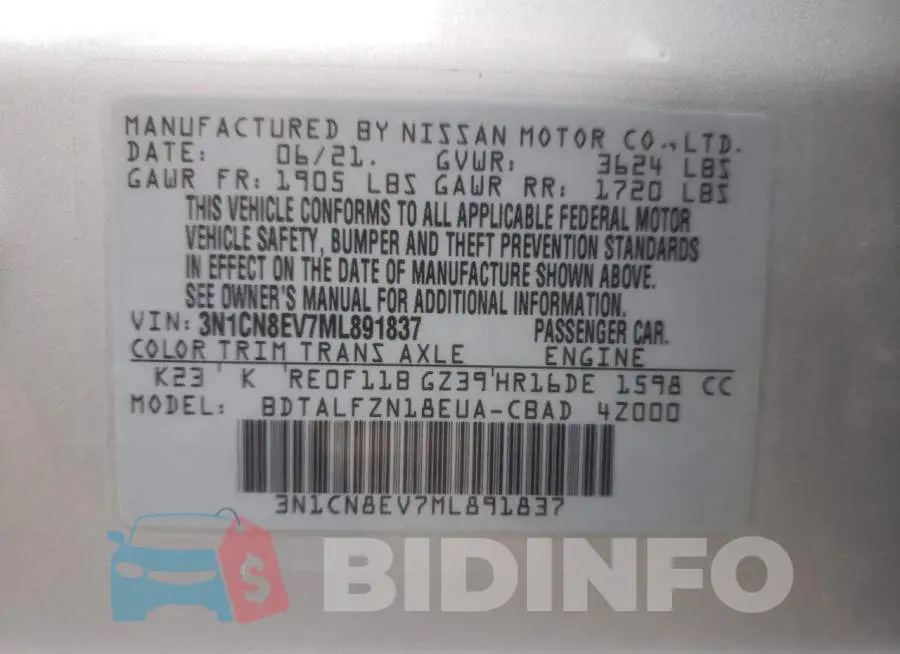 3N1CN8EV7ML891837 Photo# 12