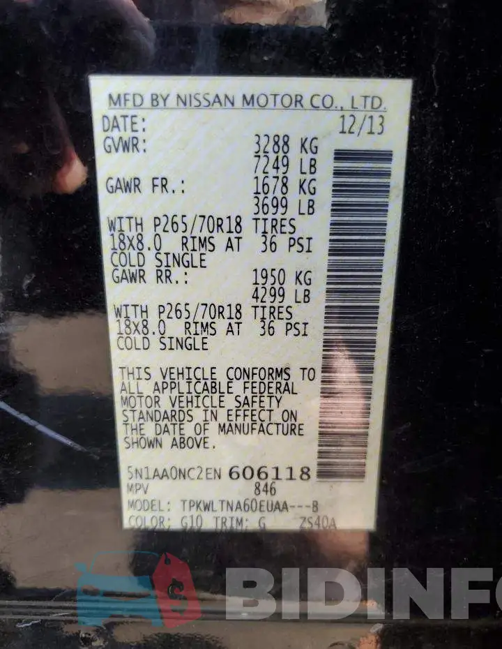 5N1AA0NC2EN606118 Photo# 13