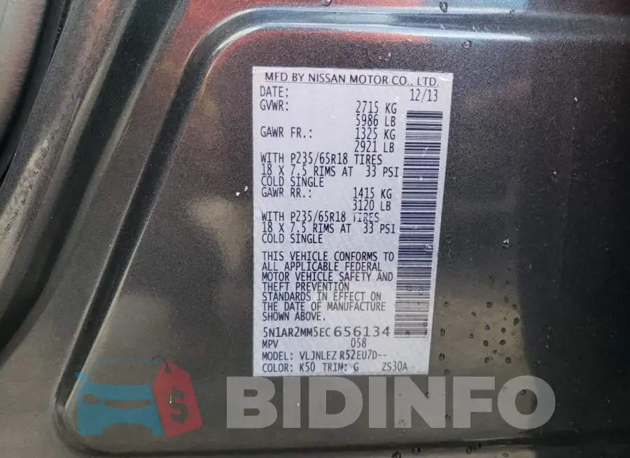 5N1AR2MM5EC656134 Photo# 14