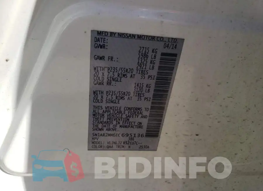 5N1AR2MM6EC695136 Photo# 13