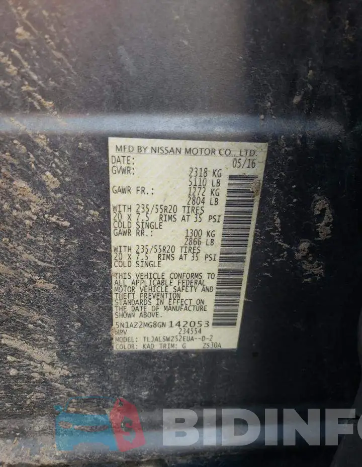 5N1AZ2MG8GN142053 Photo# 12
