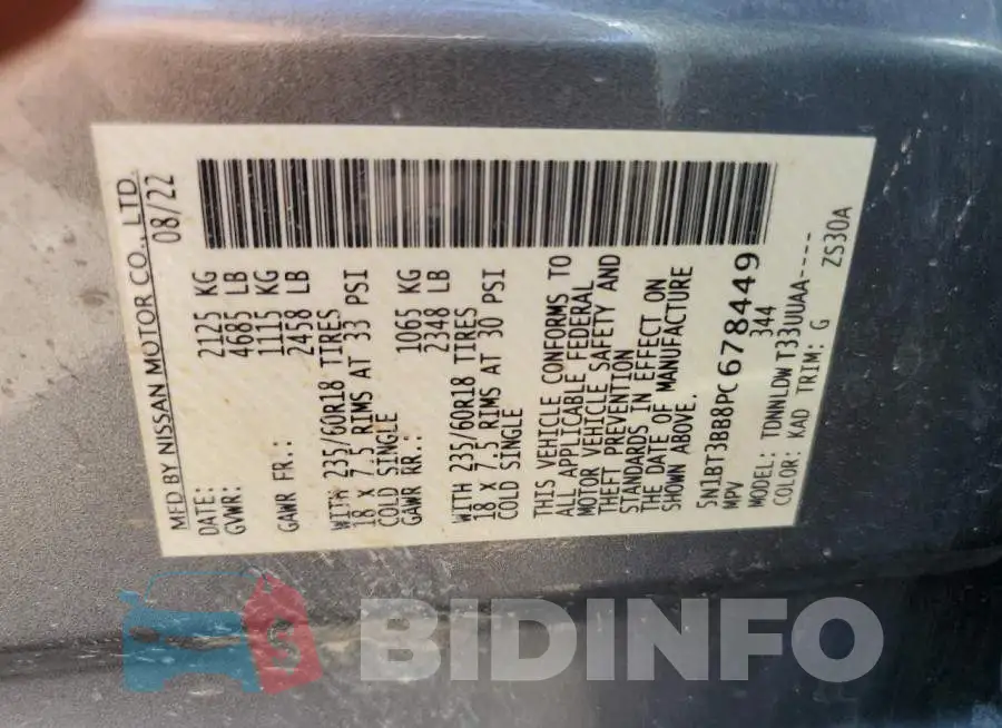 5N1BT3BB8PC678449 Photo# 13