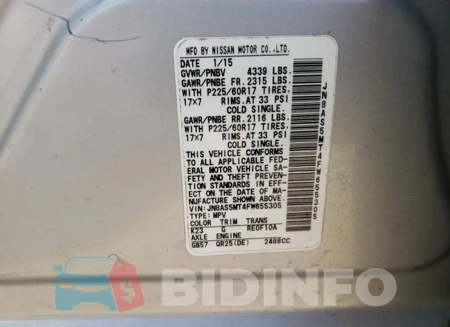 JN8AS5MT4FW655305 Photo# 12