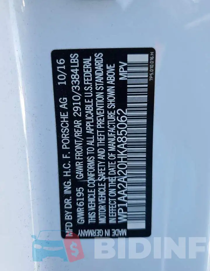 WP1AA2A20HKA85062 Photo# 13