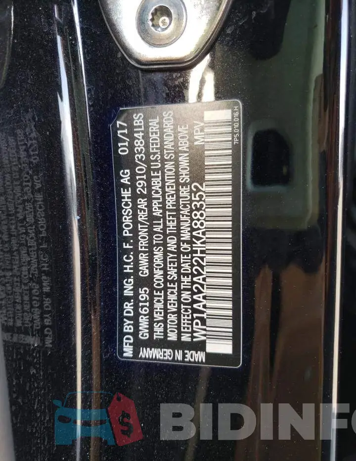WP1AA2A22HKA88352 Photo# 14