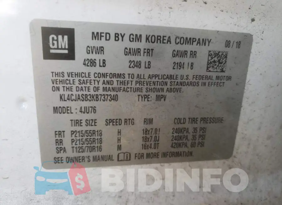 KL4CJASB3KB737340 Photo# 12