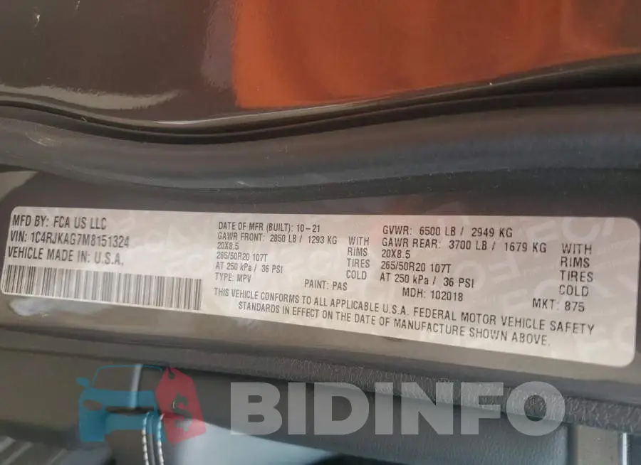 1C4RJKAG7M8151324 Photo# 13