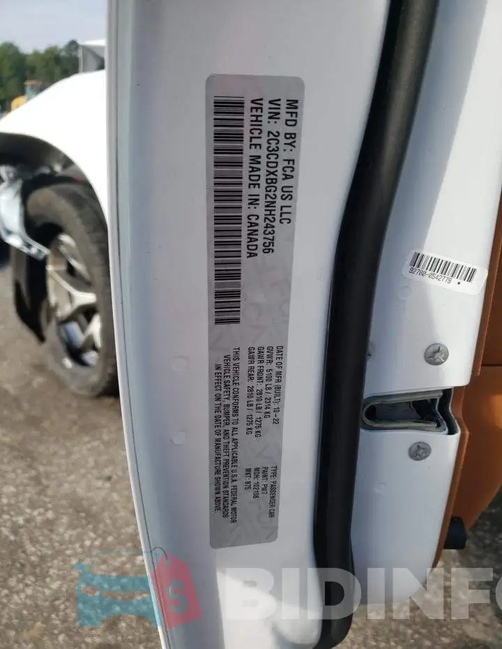 2C3CDXBG2NH243756 Photo# 12