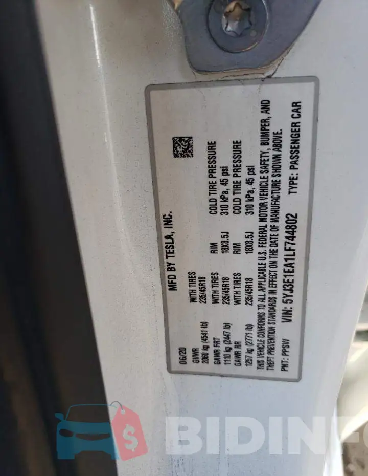 5YJ3E1EA1LF744802 Photo# 12