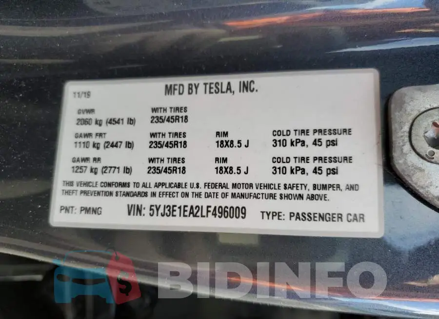 5YJ3E1EA2LF496009 Photo# 12