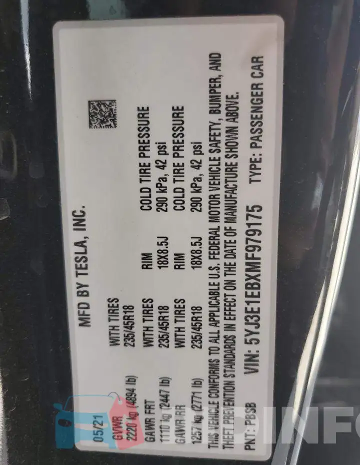 5YJ3E1EBXMF979175 Photo# 12