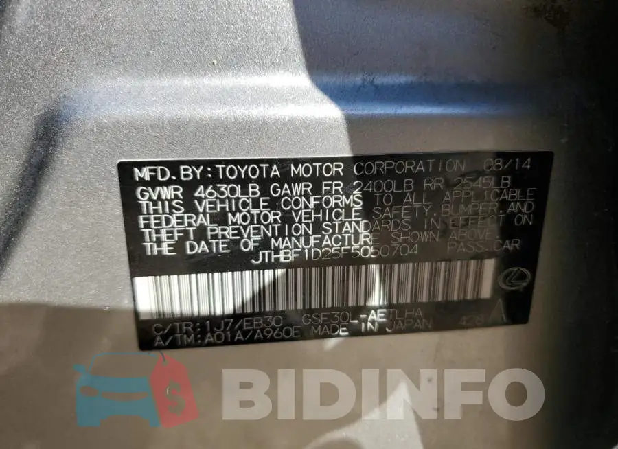 JTHBF1D25F5050704 Photo# 12