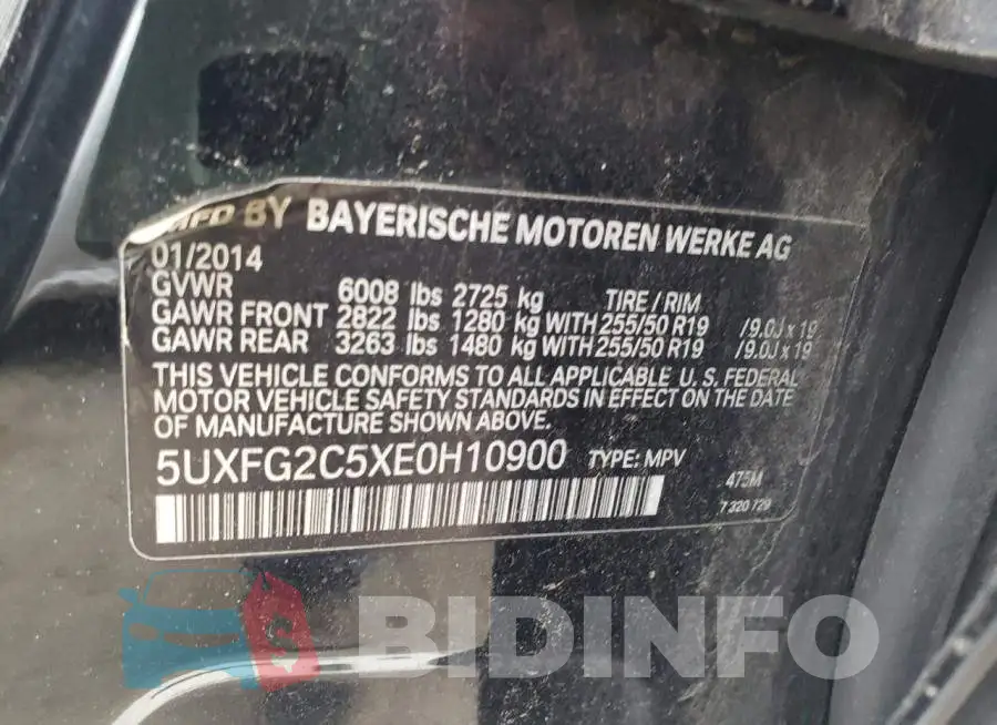 5UXFG2C5XE0H10900 Photo# 12