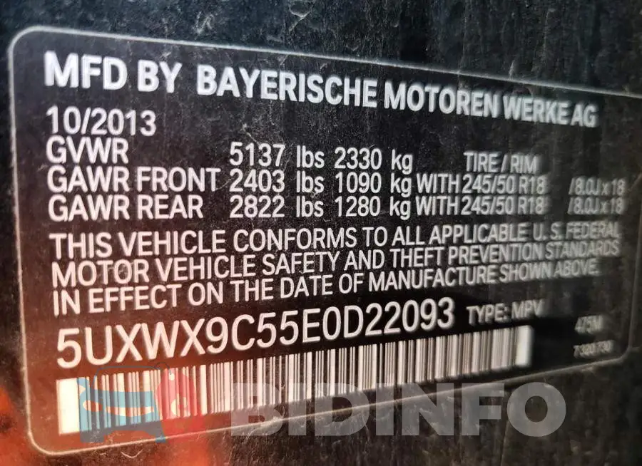 5UXWX9C55E0D22093 Photo# 13