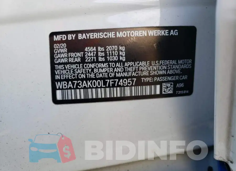 WBA73AK00L7F74957 Photo# 13