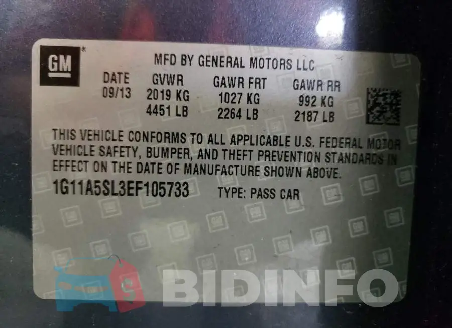 1G11A5SL3EF105733 Photo# 12