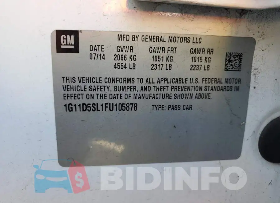1G11D5SL1FU105878 Photo# 12