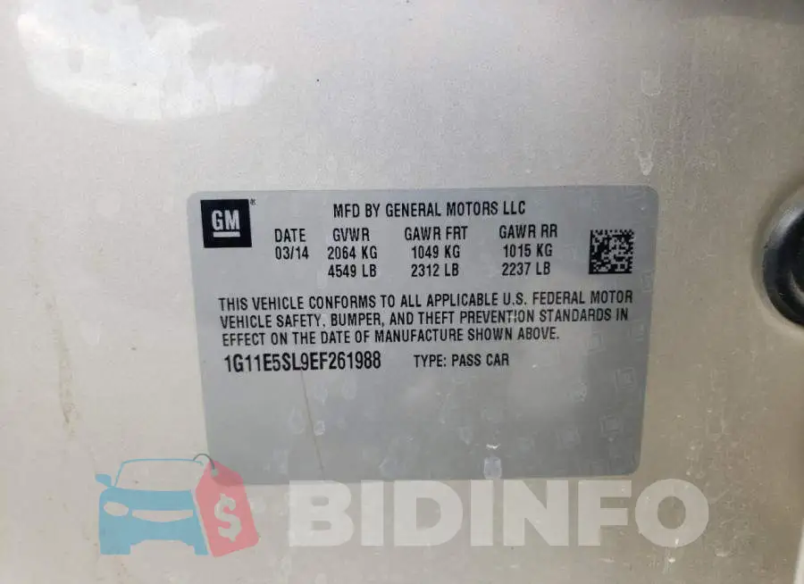 1G11E5SL9EF261988 Photo# 12