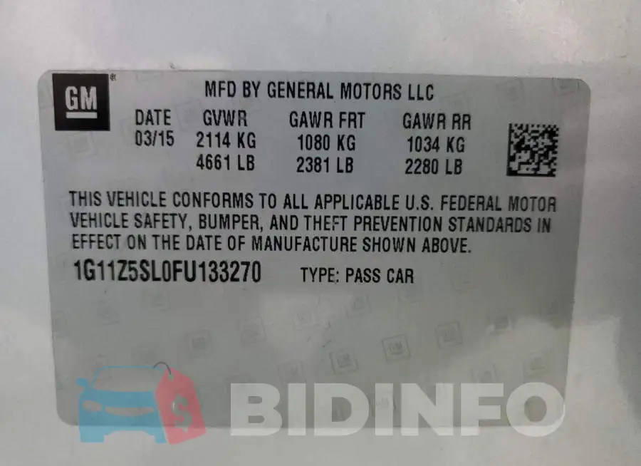 1G11Z5SL0FU133270 Photo# 12