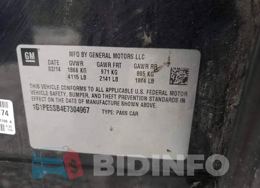 1G1PE5SB4E7304967 Photo# 12