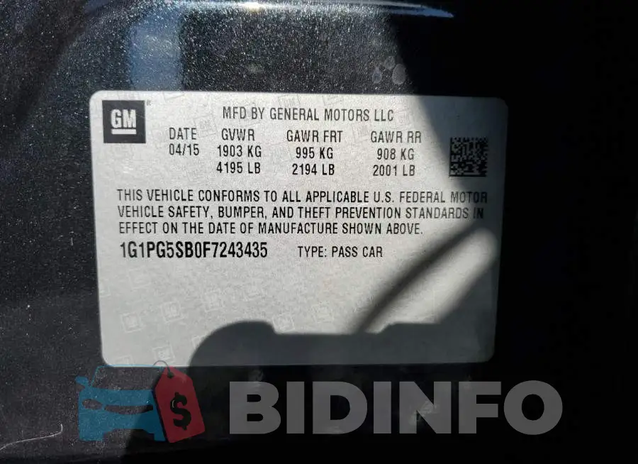 1G1PG5SB0F7243435 Photo# 12