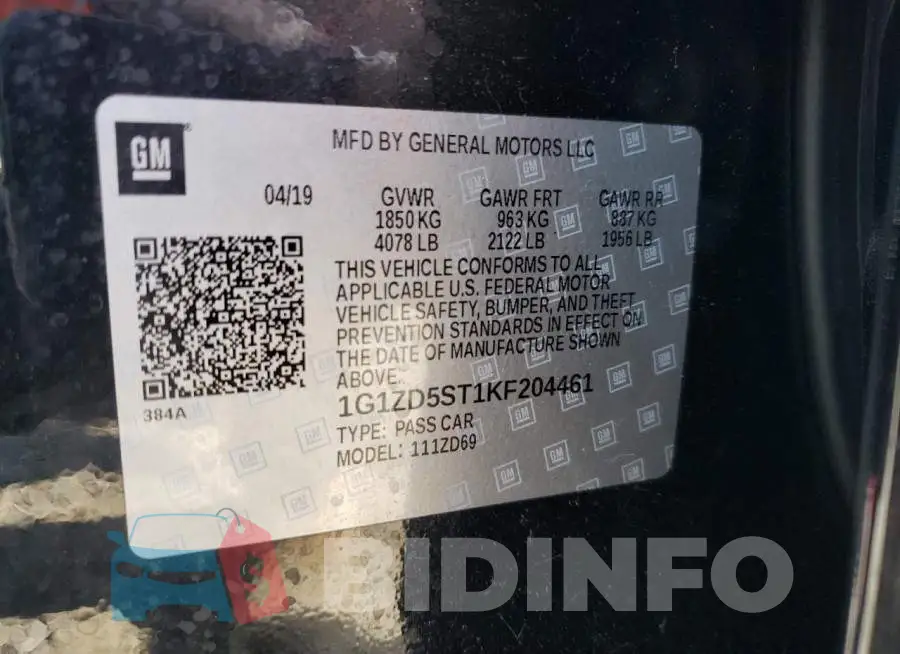 1G1ZD5ST1KF204461 Photo# 13
