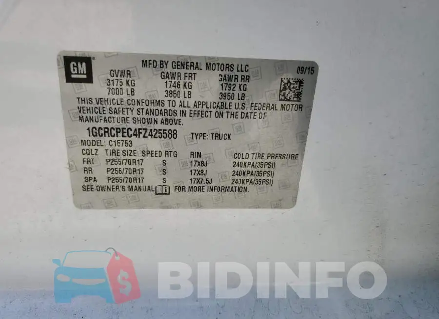 1GCRCPEC4FZ425588 Photo# 12