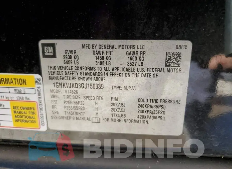 1GNKVJKD3GJ150339 Photo# 13