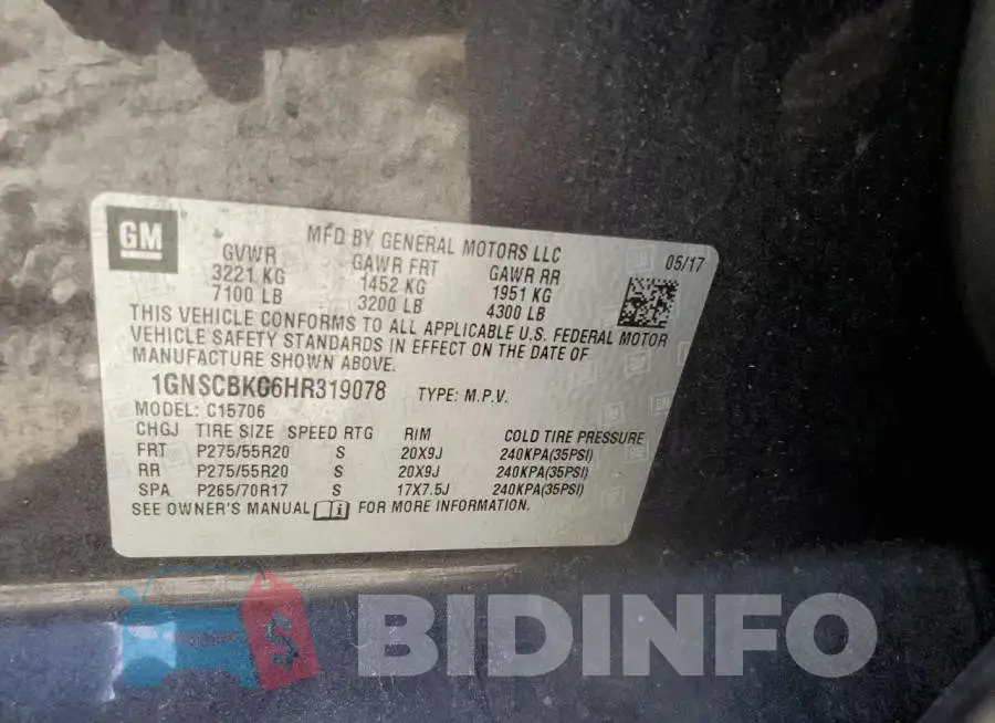 1GNSCBKC6HR319078 Photo# 13