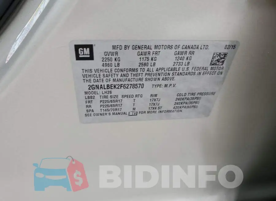 2GNALBEK2F6278570 Photo# 13