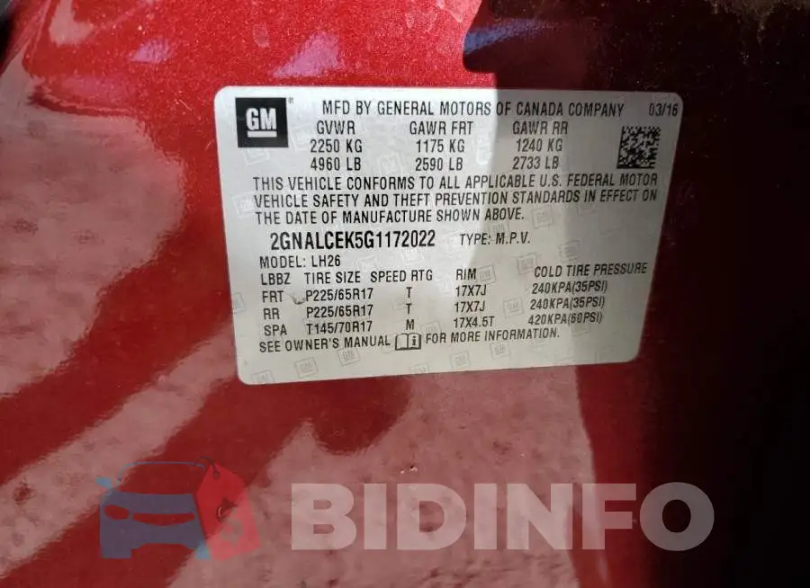 2GNALCEK5G1172022 Photo# 13