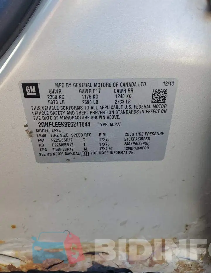 2GNFLEEK8E6217844 Photo# 13