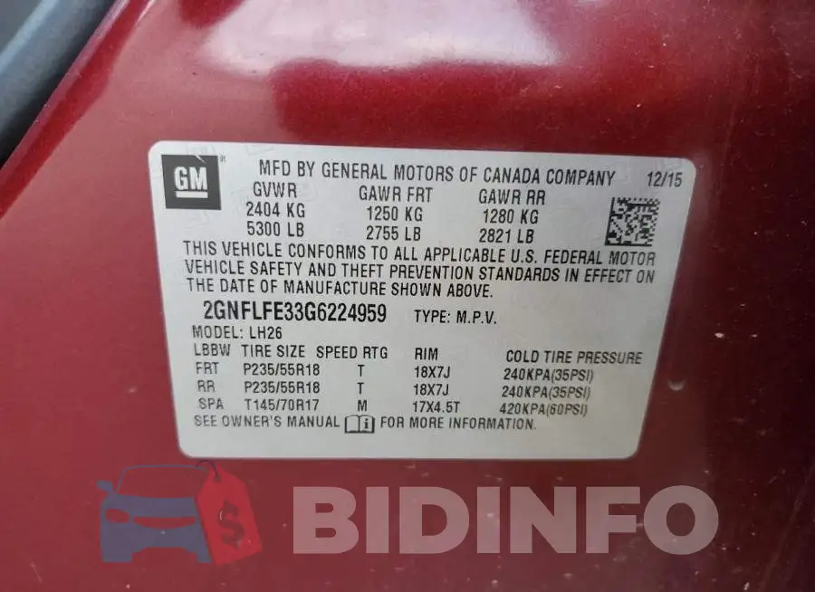 2GNFLFE33G6224959 Photo# 12