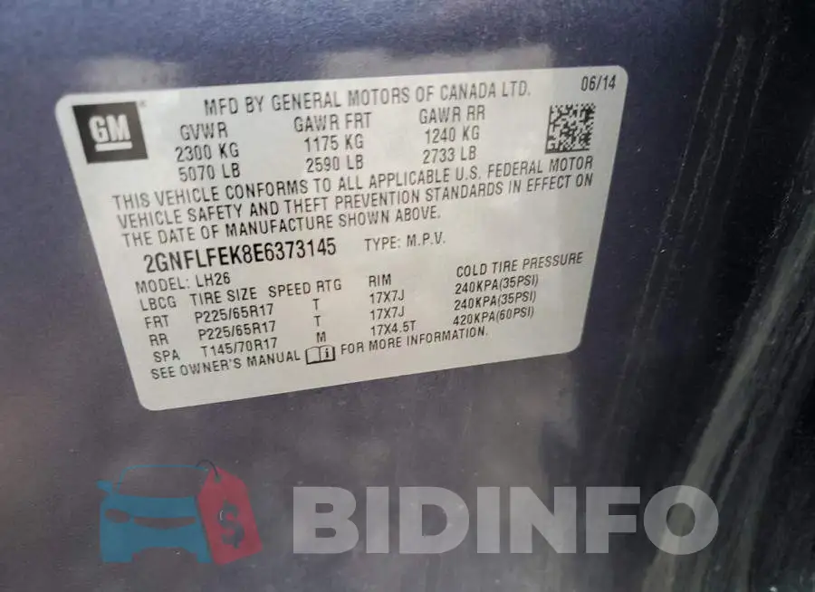 2GNFLFEK8E6373145 Photo# 12