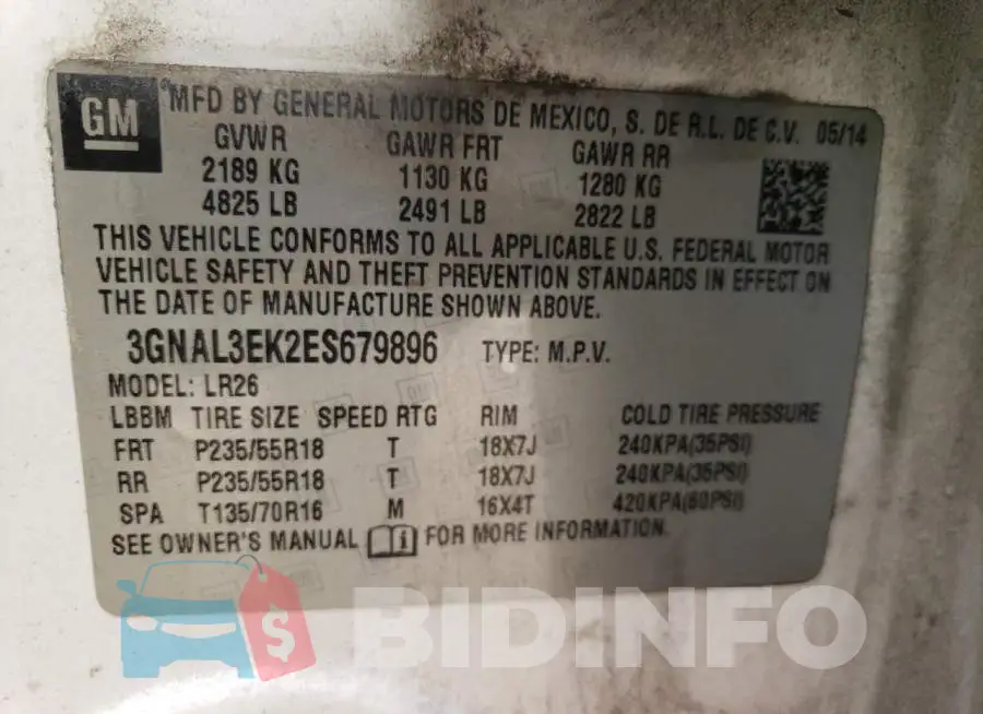 3GNAL3EK2ES679896 Photo# 12