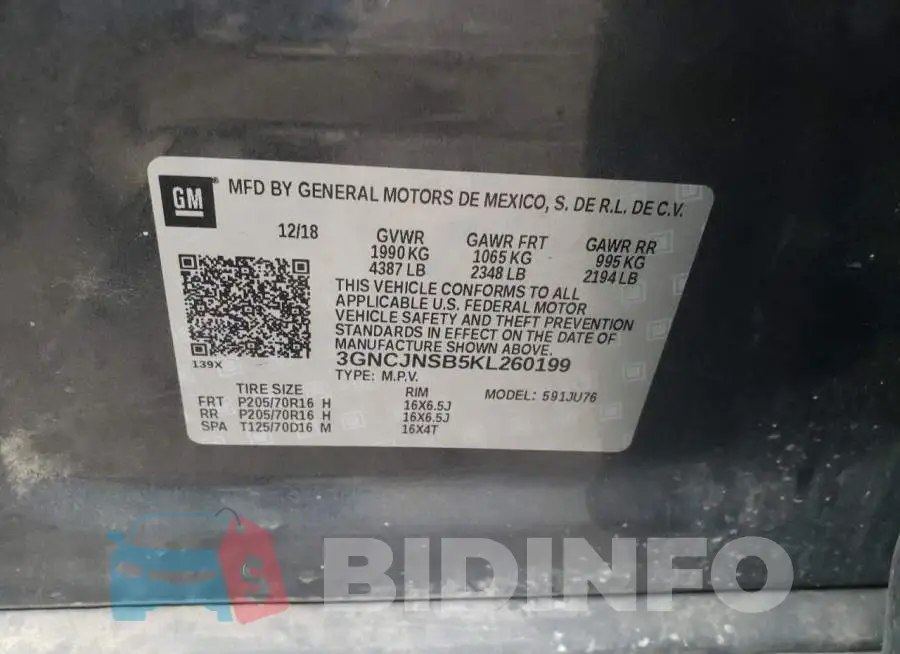 3GNCJNSB5KL260199 Photo# 13