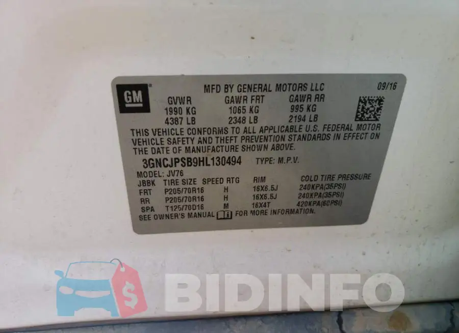 3GNCJPSB9HL130494 Photo# 12