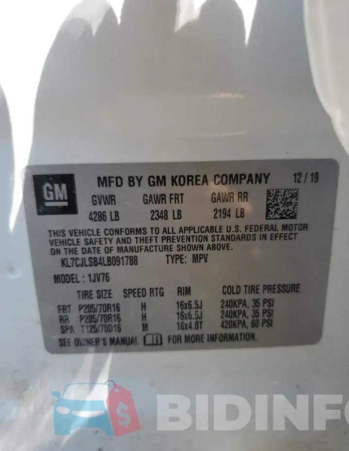 KL7CJLSB4LB091788 Photo# 12