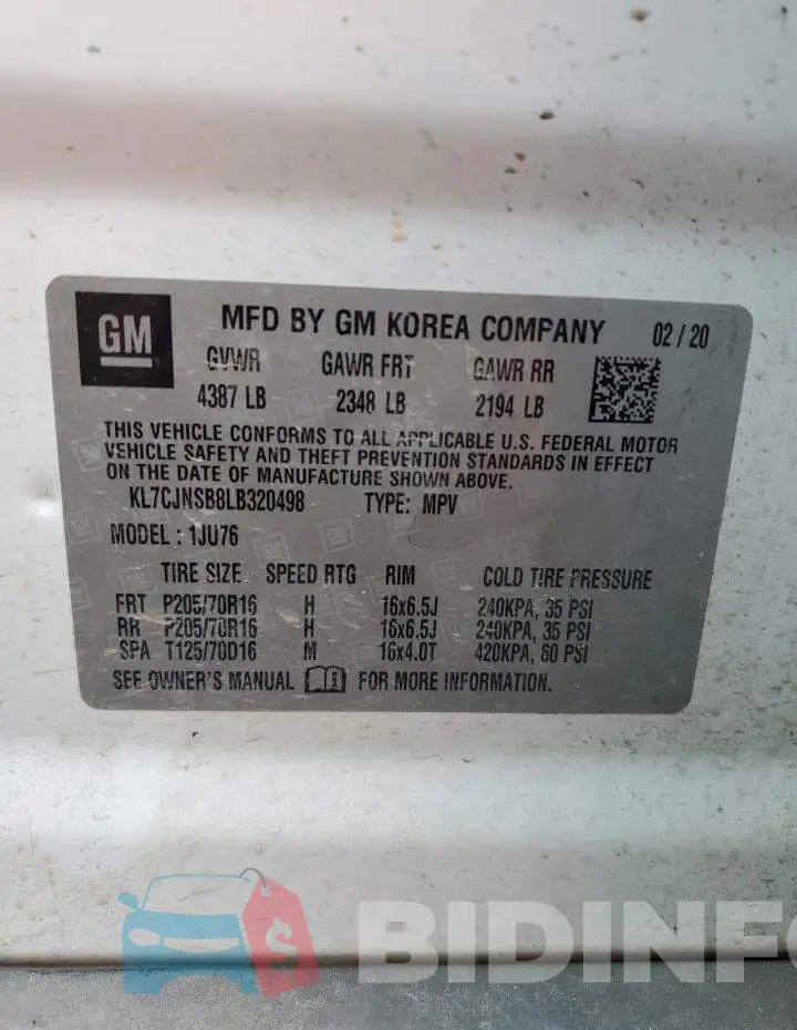 KL7CJNSB8LB320498 Photo# 13
