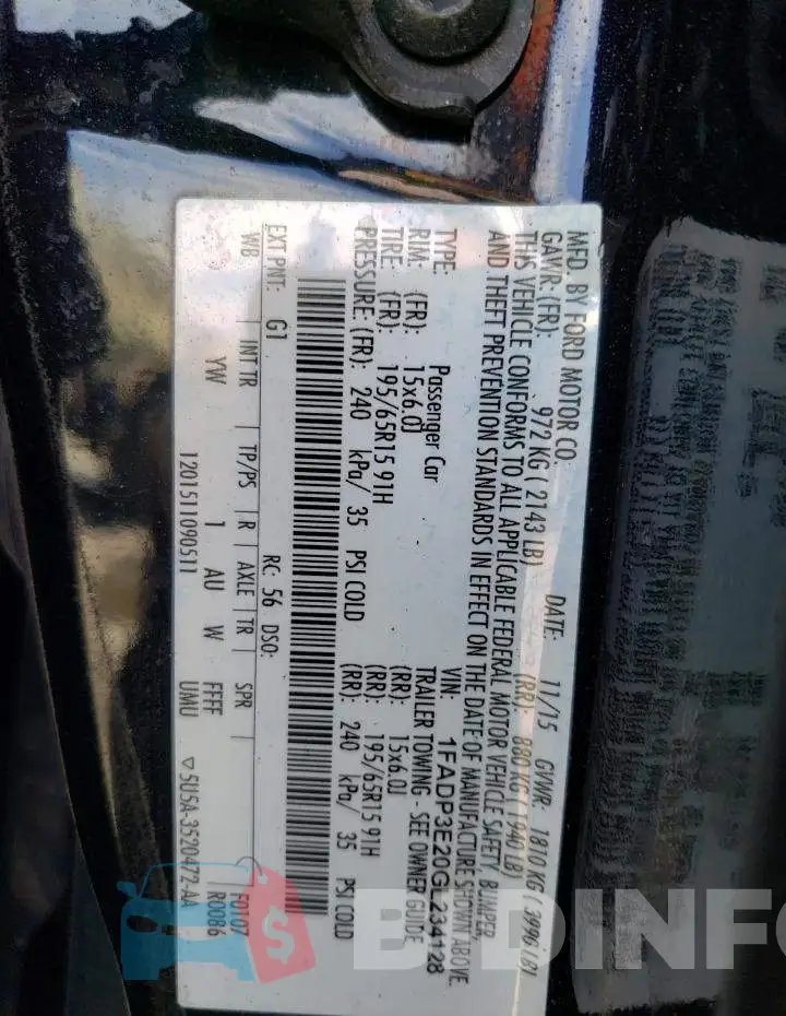 1FADP3E20GL234128 Photo# 12